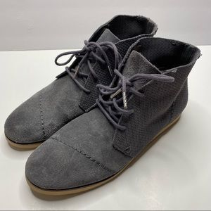 TOMS Mateo Women's Chukka Boots Gray Ankle Lace Up Suede US Size 8